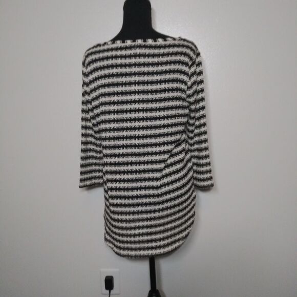 *3/$25* Splendid Tunic Stripe Open Knit Boat Neck Light - Picture 4 of 6